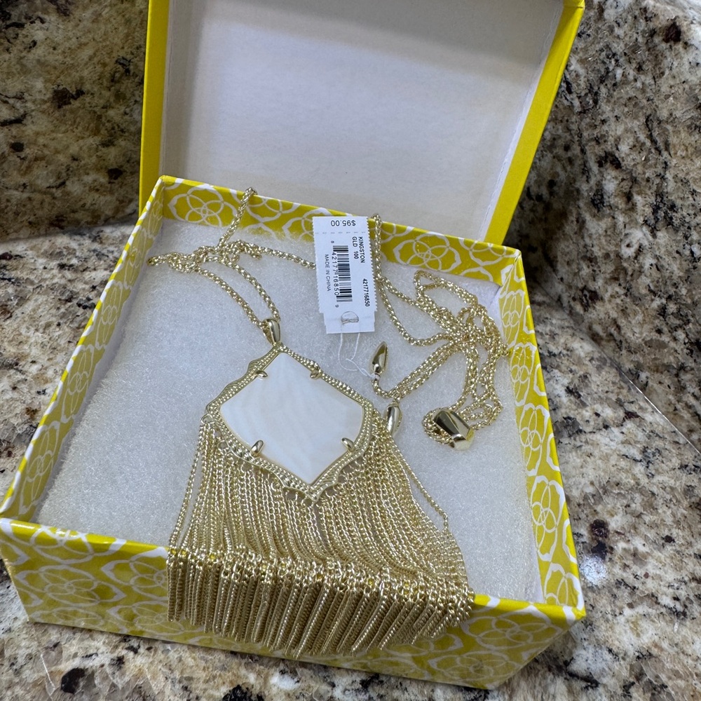 Kendra Scott Gold Necklace with White Pendant